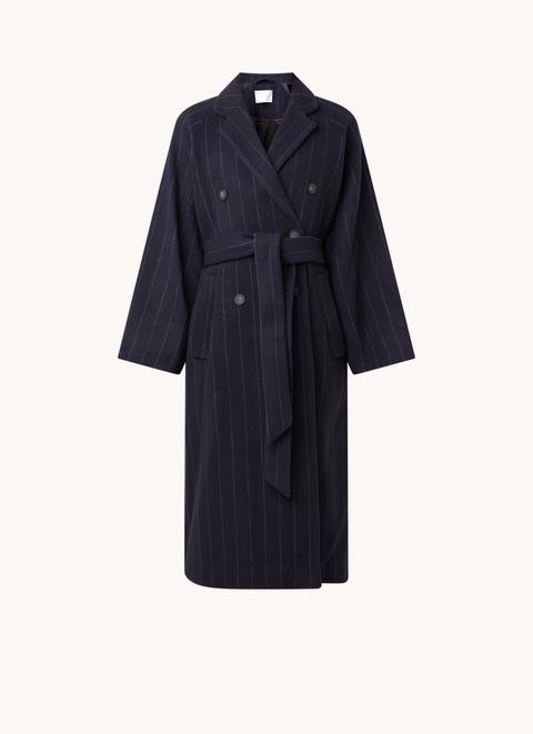 Ivy & Oak Manteau En Laine Mélangée À Fines Rayures Et Ceinture À Nouer