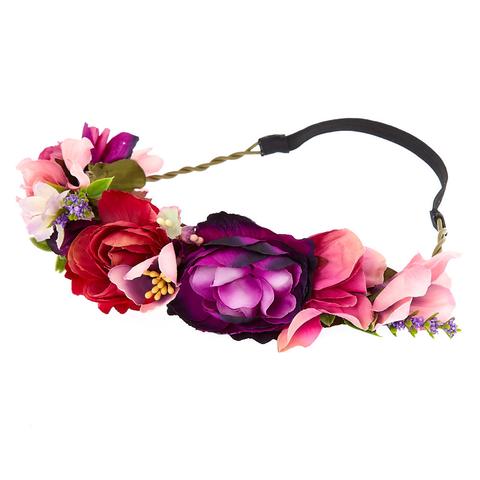 Claire's Romantic Flower Crown Headwrap - Pink