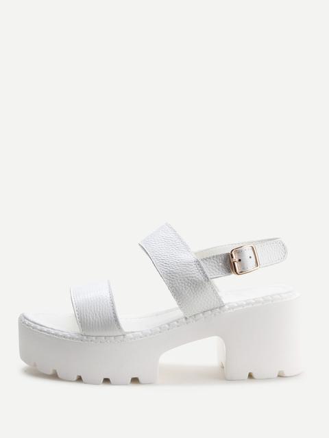 White Strappy Platform Pu Sandals