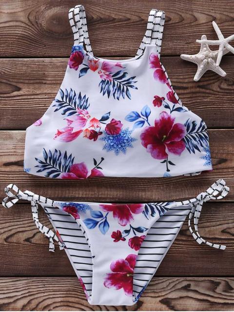 Floral Halter String Bikini Cute Bathing Suit