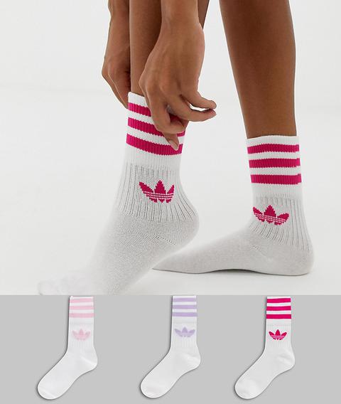 ajedrez desnudo Calma Adidas Originals 3 Pack Solid Crew Socks In Pink de ASOS en 21 Buttons