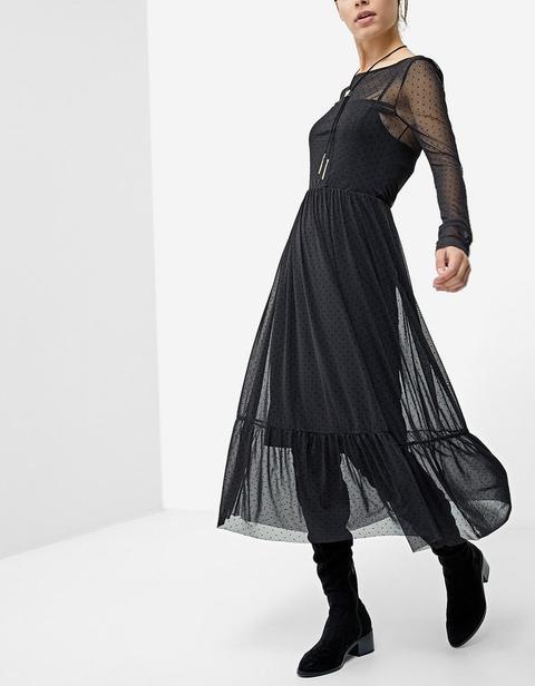 Vestito Lungo Di Tulle Nero