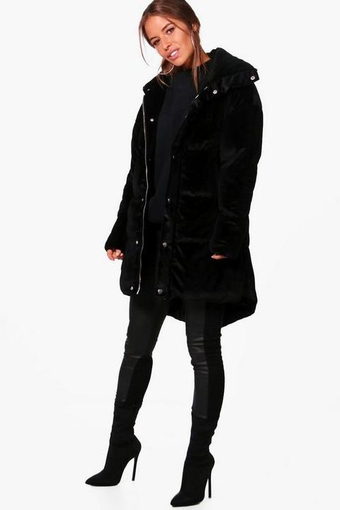 Petite Velvet Padded Coat