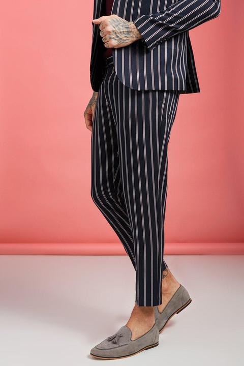 Wide Set Stripe Skinny Fit Trousers