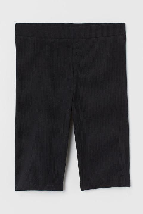 Ribbed Cycling Shorts - Black