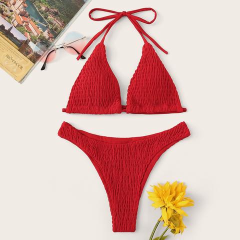 Set Bikini Arricciati Con Nodo