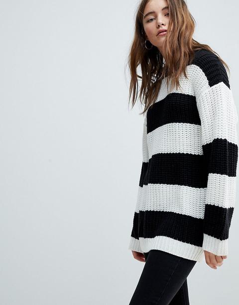 Bershka - Maglione Lungo A Righe Lavorato A Maglia - Multicolore