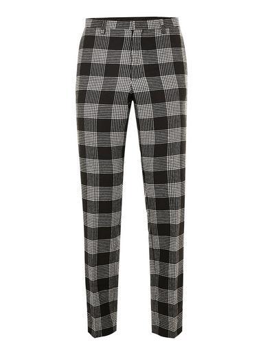 Mens Black White Check Slim Trousers, Black