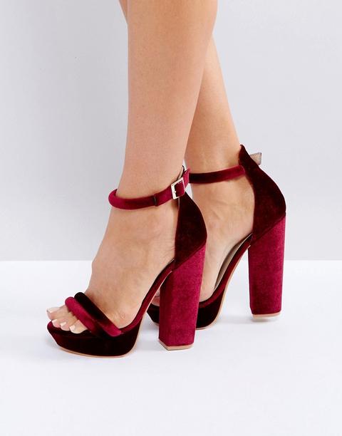 Public Desire Burgundy Platform Heeled Sandals