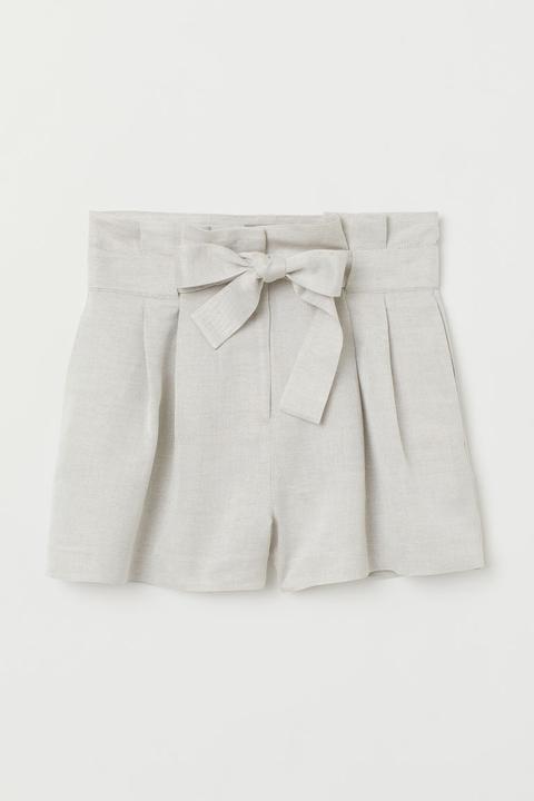 H & M - Shorts In Misto Lino - Bianco