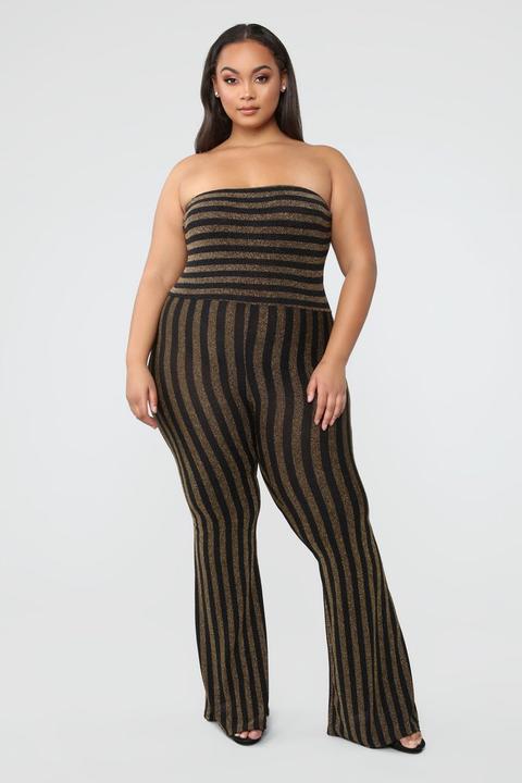 down and counting striped jumpsuit