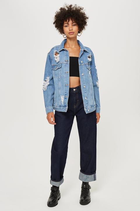 Oversized ripped 2025 jean jacket