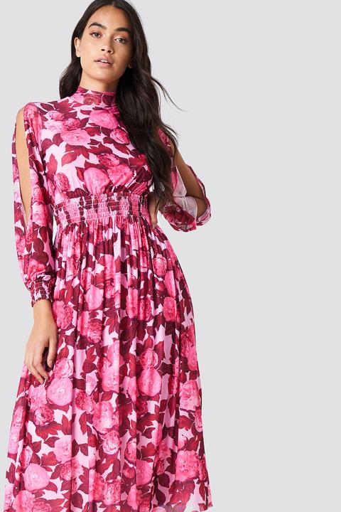 Na-kd Boho Mesh Open Sleeve Dress - Multicolor