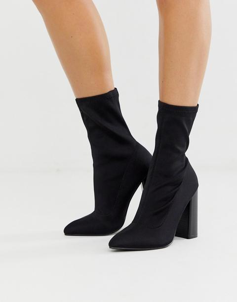 Public Desire – Libby – Schwarze Sock-boots Mit Hohen Absätzen