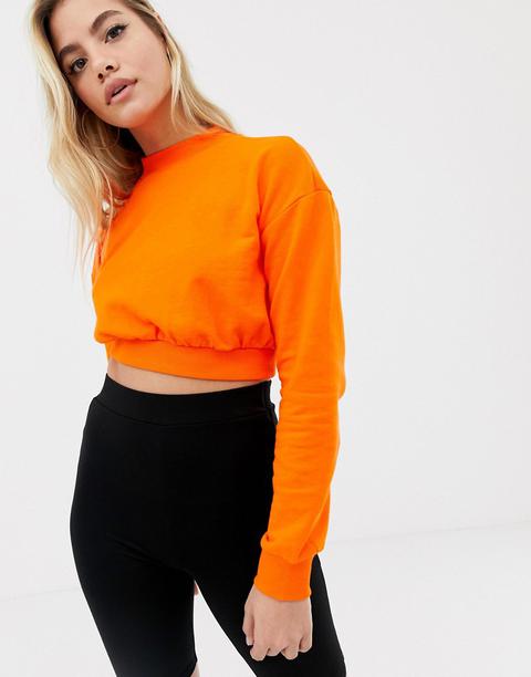 Sudadera Muy Corta Naranja De Asos Design