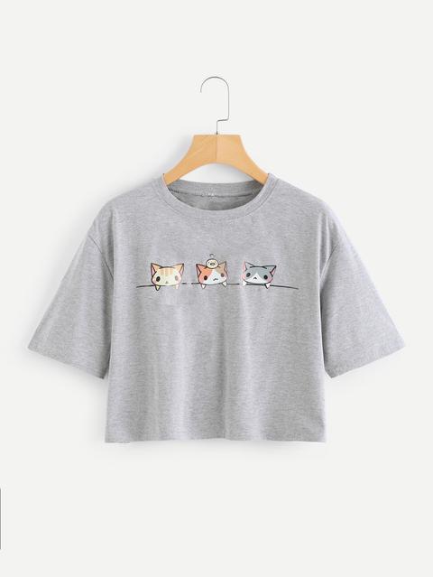 T-shirt Con Stampa Di Gatti