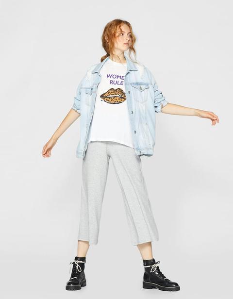 Camiseta Estampada Manga Caída