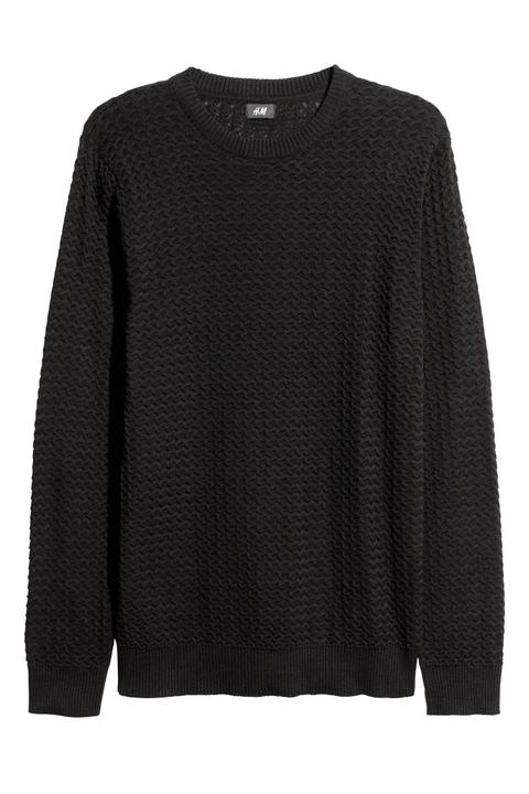 H & M - Textured-knit Jumper - Black