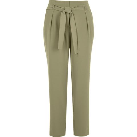 Light Green Soft Tie Waist Tapered Trousers