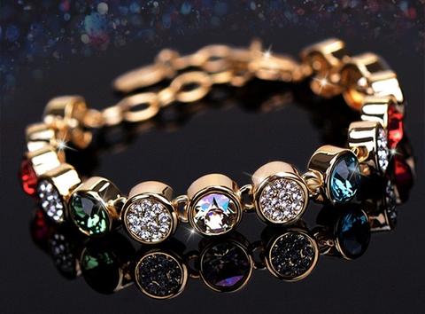 Bracciale Lega Del Rhinestone Di Modo Oro