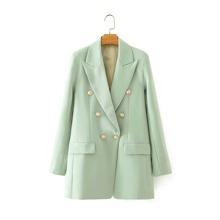 Blazers Doble Botonadura Liso Menta Verde Elegante