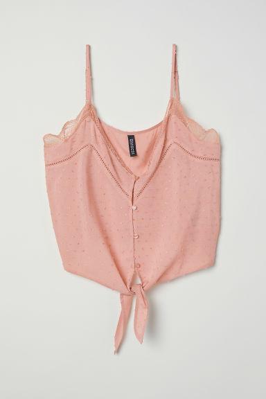 H & M - Top Spalline Sottili E Pizzo - Arancione