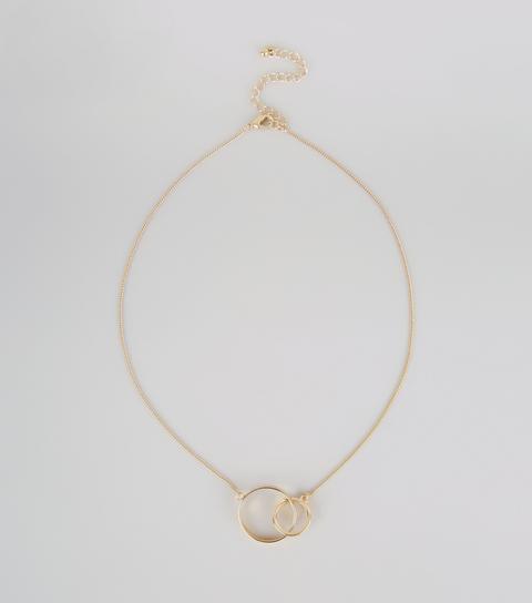 Gold Linked Circle Pendant Necklace New Look