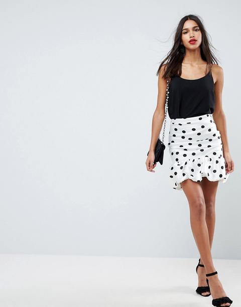 Minifalda Abullonada De Cintura Alta Con Lunares De Asos