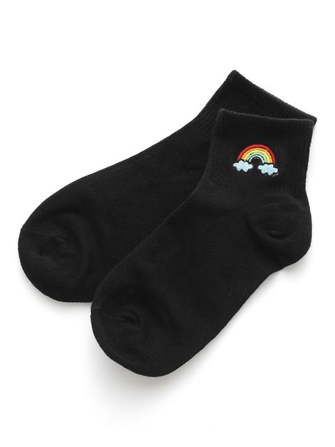 Rainbow Embroidery Ankle Socks