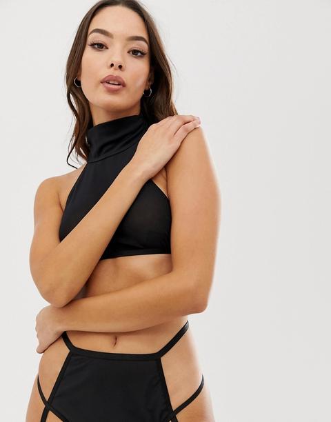 Asos Design Adwin High Neck Mesh Crop Top