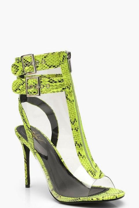 Neon Snake Clear Panel Shoe Boots