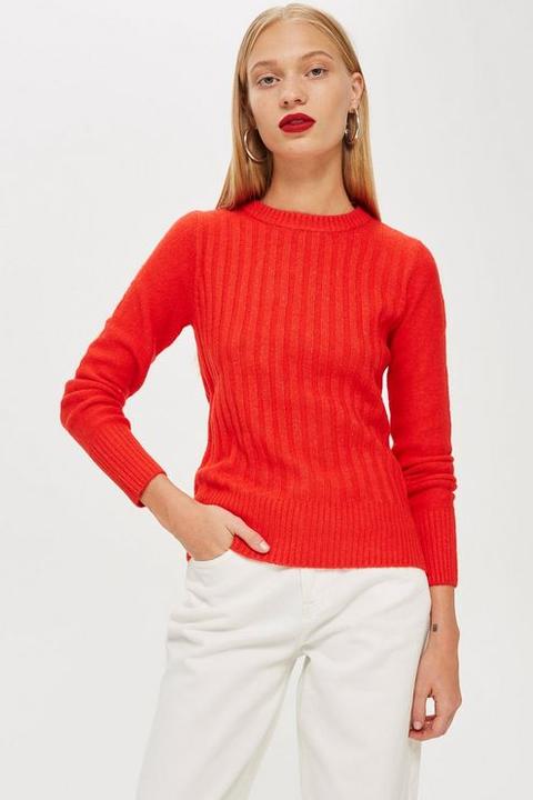 red crew neck jumper