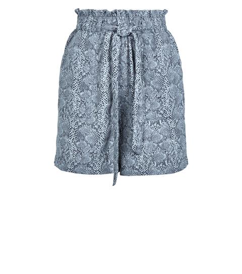 Light Grey Snake Print High Waist Shorts New Look