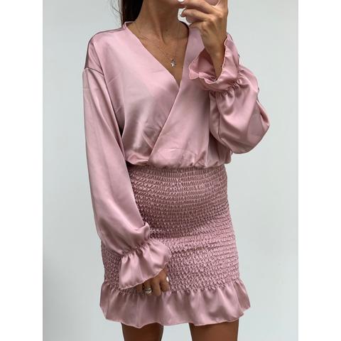 Dress Con Dettaglio In Crepon Rosa