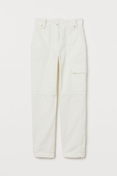 Pantalón Tobillero Cargo - Blanco