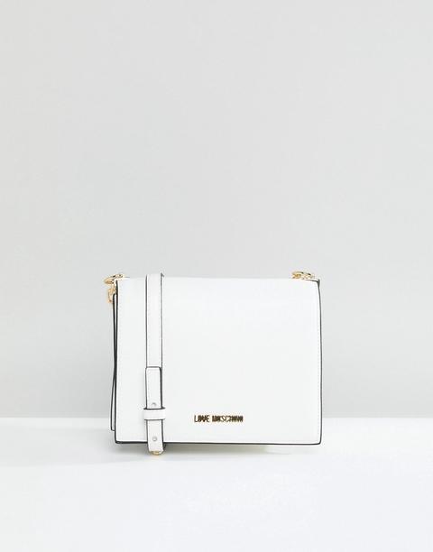 Love Moschino - Borsa Con Catena E Logo - Bianco