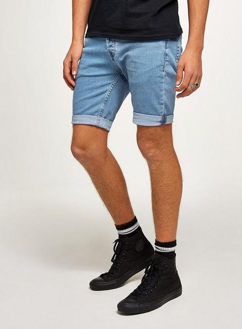 Bleach Denim Skinny Shorts