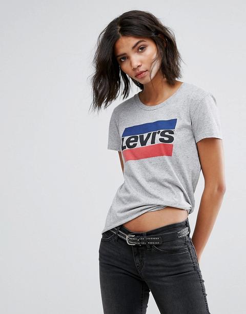 Levi's - Perfect - T-shirt Con Logo Vintage - Grigio