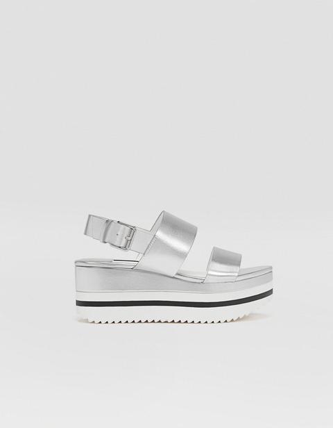 Cuña Flatform Metalizada Plata