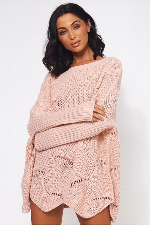 Eloise Nude Pink Ribbed Sleeve Jumper