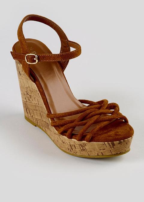 Strappy High Cork Wedges