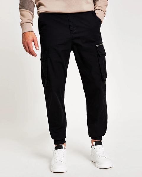 Black Slim Fit Cargo Trousers