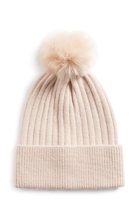 Nude Pom Pom Beanie