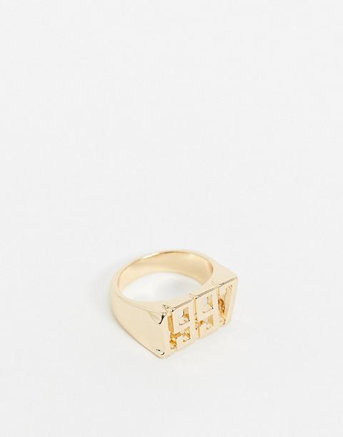 Asos Design Ring With 1997 Birth Year In Gold Tone