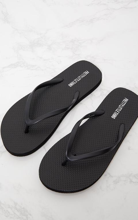 Prettylittlething Black Flip Flops