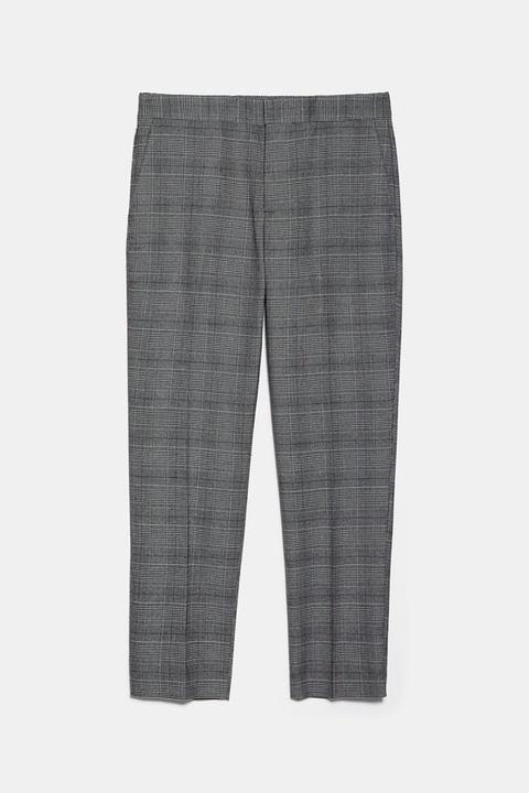 zara check skinny trousers