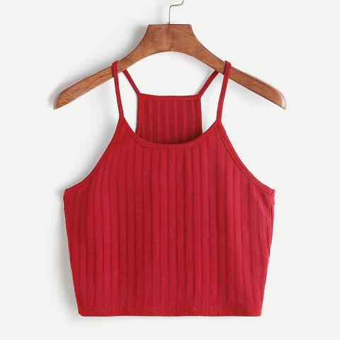 Ribbed Knit Racer Back Cami Top
