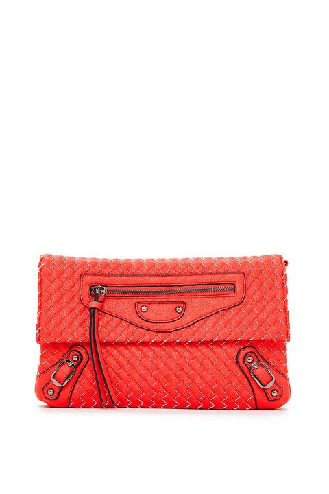 Candice Red Weaved Clutch Bag