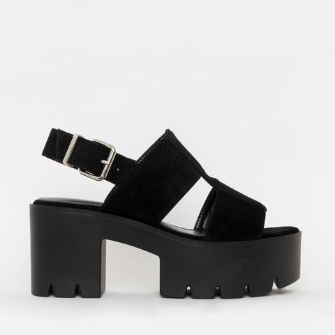 Adele Black Suede Chunky Platform Heels