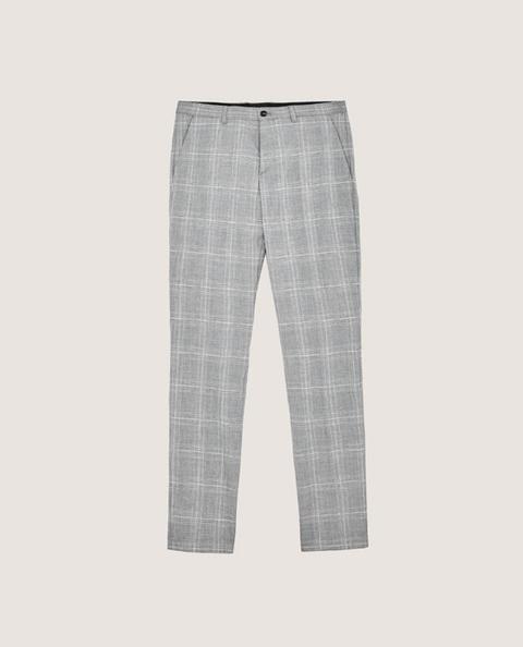 Pantalón Traje Cuadros Gris